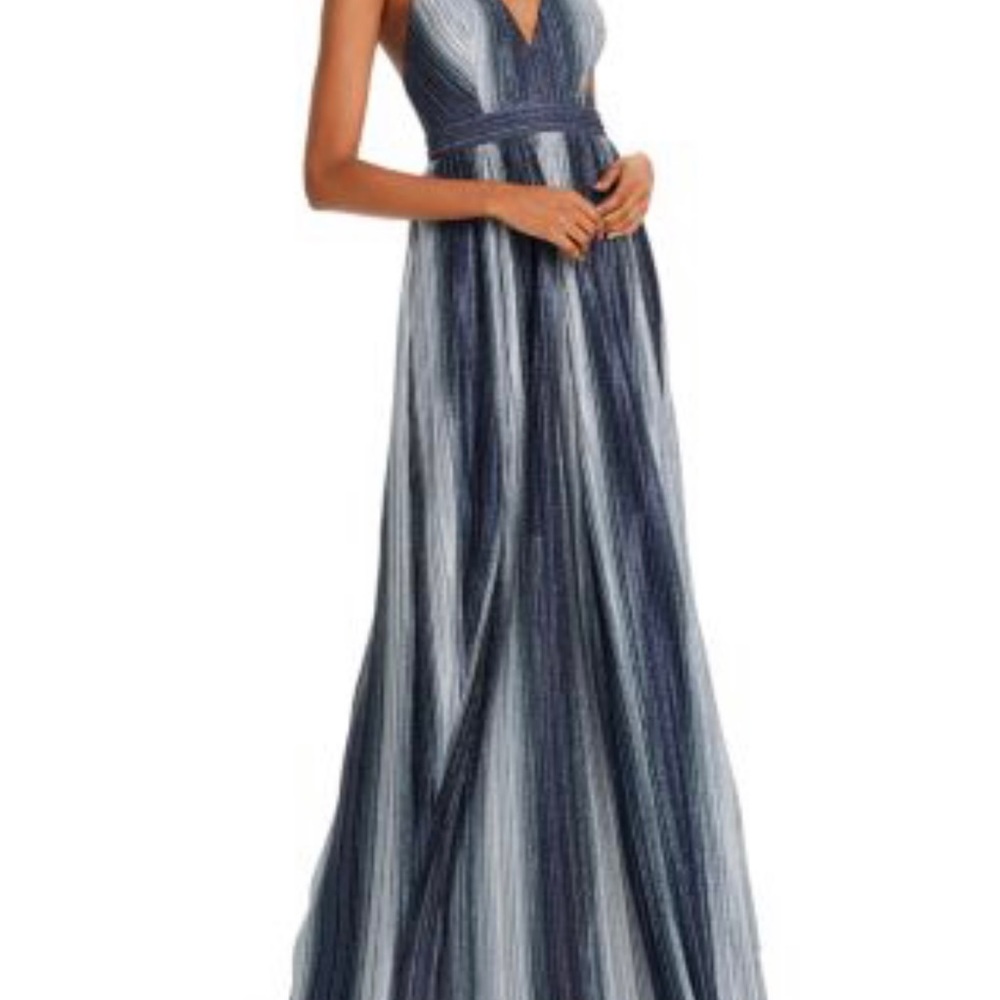*NEW* AQUA Midnight & Silver Ombré Lurex Gown